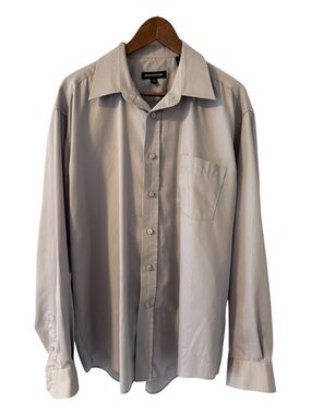 Bellissimo Men’s Dress Shirt 17.5 44 Light Plum Gray Cotton Blend Long Sleeve